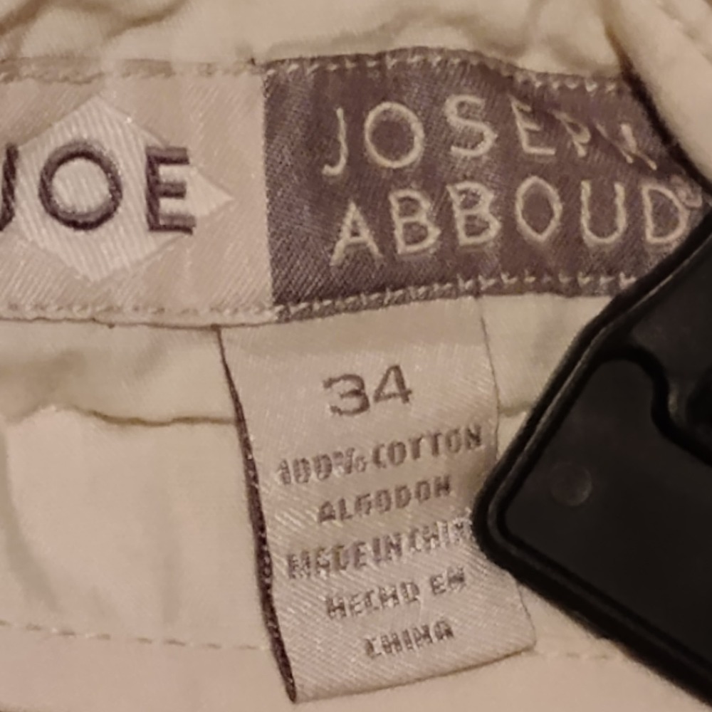 New Joseph Abboud Men's Flat Front Hemmed Shorts - Size 34 - Off White